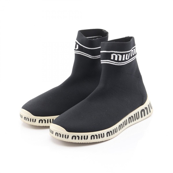 Miu Miu High-top sneakers shoes #37 Fabric Black White Used Women