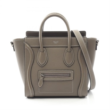 CELINE Luggage Nano Shopper 2Way Crossbody Shoulder Handbag 189243 leather Gray