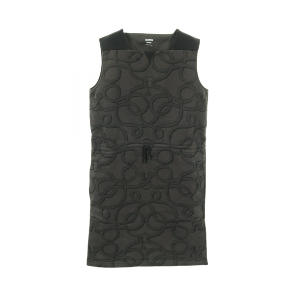 HERMES Parfroi Remix sleeveless Dress #36 5H4514DT1T36 cotton Gray Black Used