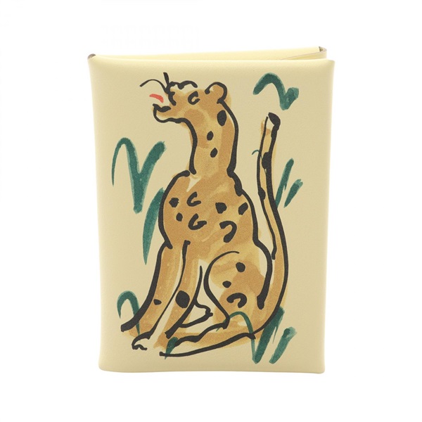 HERMES Calvi duo Spring Panther coin purse wallet K Swift Jaune Milton SHW