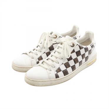 LOUIS VUITTON Front low Line Damier Monogram sneakers 1A678V leather White Brown