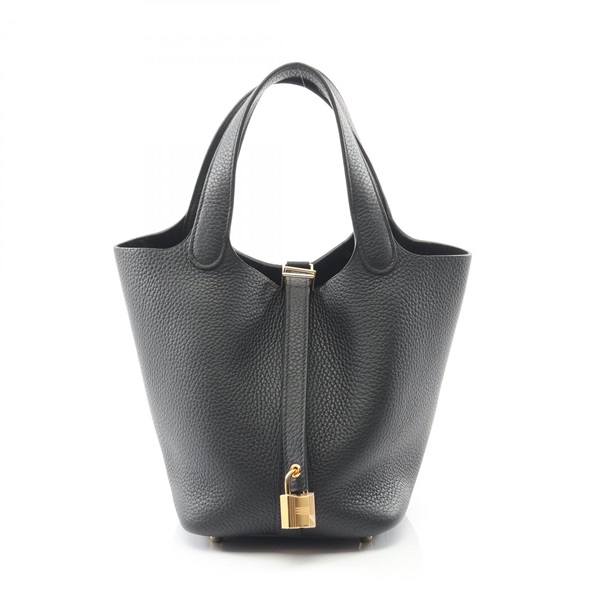 HERMES Picotin Lock PM tote Handbag K Taurillon Clemence Black Used Women GHW