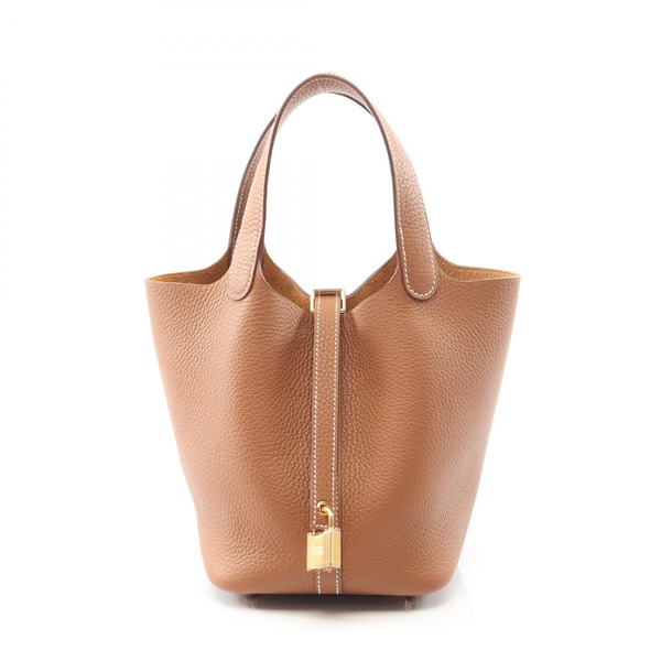 HERMES Picotin Lock PM tote Handbag K Taurillon Clemence Gold Women GHW