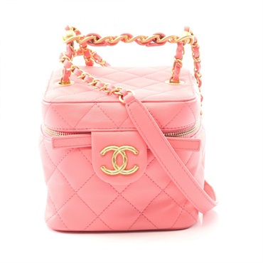 CHANEL Matelasse Chain Shoulder Bag AS3228 Lamb leather Pink Used Women GHW CC