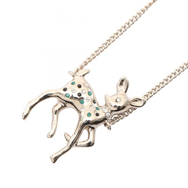 CHANEL COCO Mark Necklace Gold Plated Artificial pearl rhinestone White Black