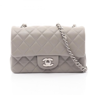 CHANEL Mini Matelasse 20 chain crossbody Shoulder Bag A69900 Lambskin Gray SHW