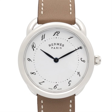 HERMES Arceau Wrist Watch AR5.510 Quartz Stainless Steel Leather belt Used Boys