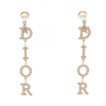 Christian Dior TRIBALES logo star Pierced earrings Gold Plated Used Women