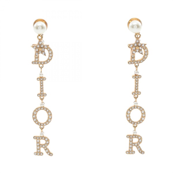 Christian Dior TRIBALES logo star Pierced earrings Gold Plated Used Women