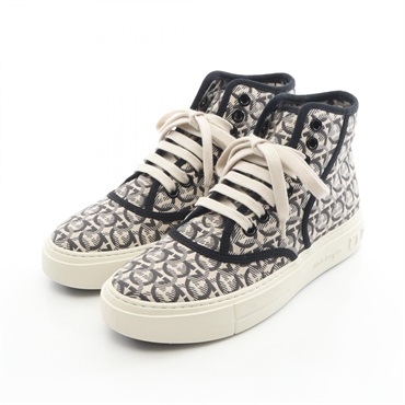 Salvatore Ferragamo Gancini high-top Sneakers Shoes #5 1/2 canvas Beige BK Used