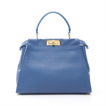 FENDI Peekaboo Regular Handbag leather Blue Used Women