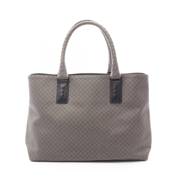 BOTTEGA VENETA Marco Polo Tote Bag PVC coated canvas leather Gray Used Women