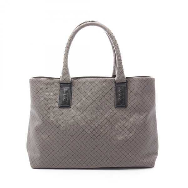 BOTTEGA VENETA Marco Polo Tote Bag PVC coated canvas leather Gray Used Women