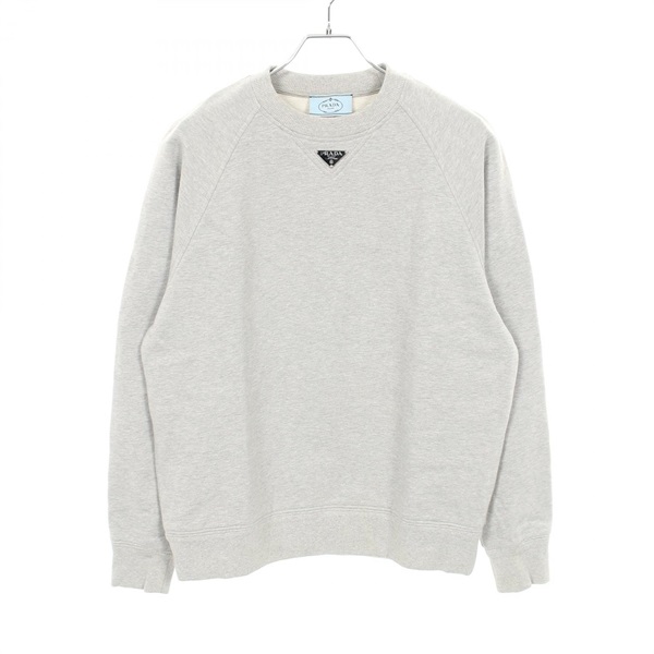 PRADA Sweatshirt long sleeved top cotton Gray triangle logo Used Women size XS