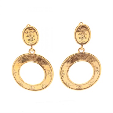 CHANEL COCO Mark clip Earring Gold Plated Used