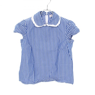 RED VALENTINO blouse #40 strioe short sleeves C52201833 cotton Blue White Used