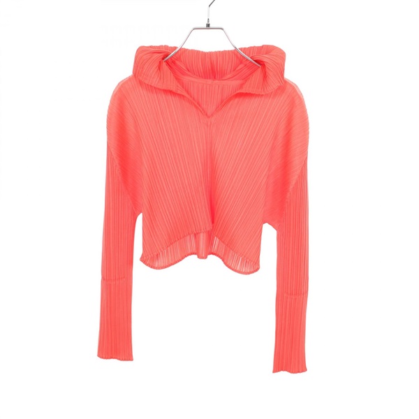 PLEATS PLEASE Pleated Blouse long sleeves top polyester Pink Used Women #3