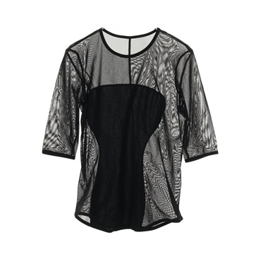 ISSEY MIYAKE T-shirt Short sleeve blouse Polyester nylon Black Used Women #2
