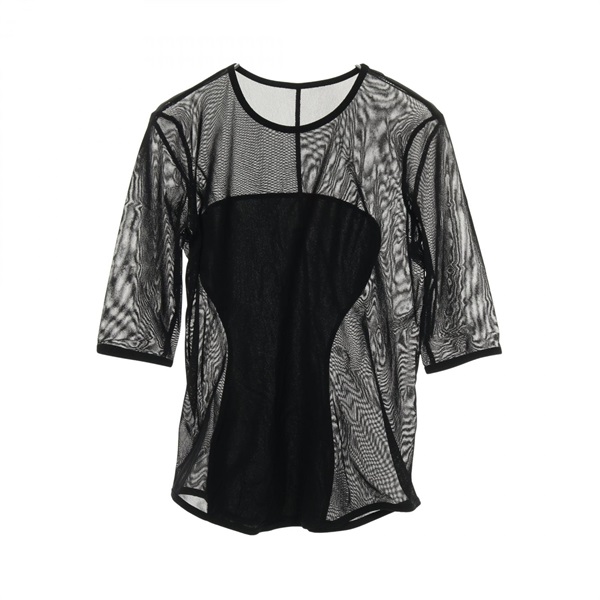 ISSEY MIYAKE T-shirt Short sleeve blouse Polyester nylon Black Used Women #2