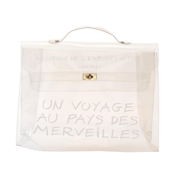 HERMES Plastics Kelly Handbag Plastics Clear Used Women GHW
