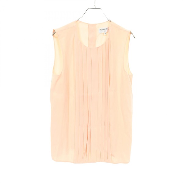 CHANEL Sleeveless Blouse Shirt Tops #38 silk Pink Used Women