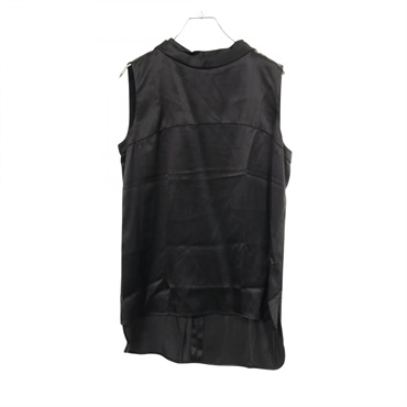 CHANEL Blouse sleeveless shirt tops #40 silk Black Used Women
