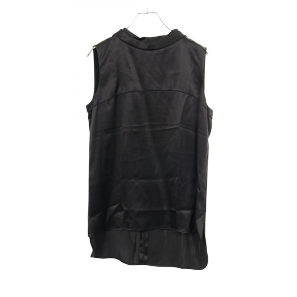 CHANEL Blouse sleeveless shirt tops #40 silk Black Used Women