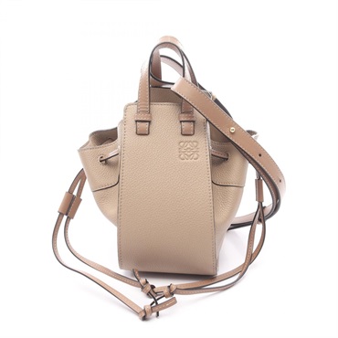 LOEWE Mini Hammock Drawstring 2Way Shoulder Handbag 062246 leather Beige Brown