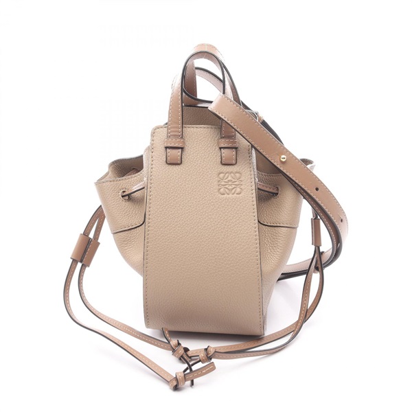 LOEWE Mini Hammock Drawstring 2Way Shoulder Handbag 062246 leather Beige Brown