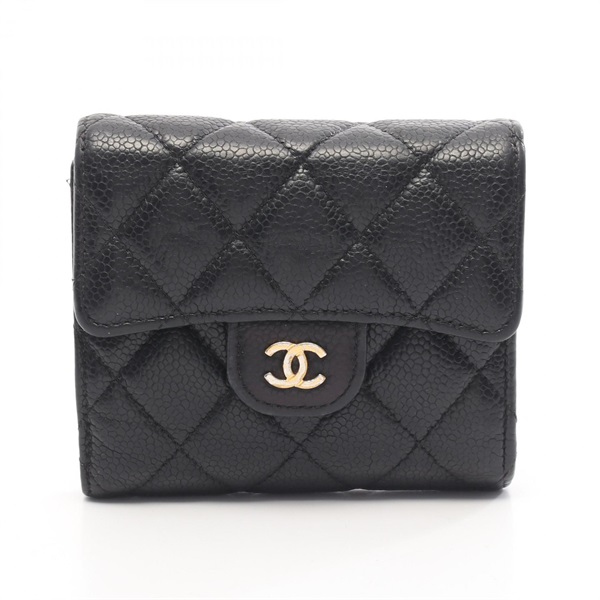 CHANEL Classic small flap Tri-fold wallet AP0231 Grained calf leather Black Used