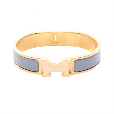 HERMES Clic H Bangle bracelet 16cm Gold Plated enamel Used Women