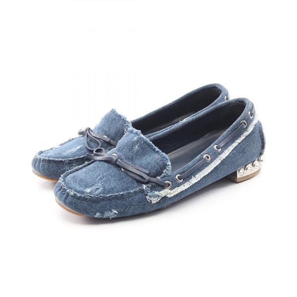 Miu Miu Casual flat shoes loafers #37 denim Navy Used Women