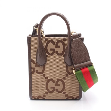 GUCCI Jumbo GG Mini Shoulder Crossbody Tote Handbag 699406 canvas leather Used