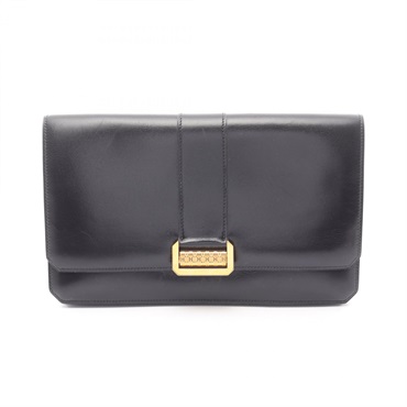 HERMES vintage business clutch bag J Box calf leather Black GHW Used Women