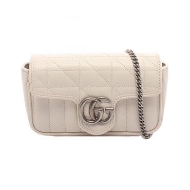 GUCCI GG Marmont Super Mini Chain Shoulder Crossbody Bag 476433 leather Used
