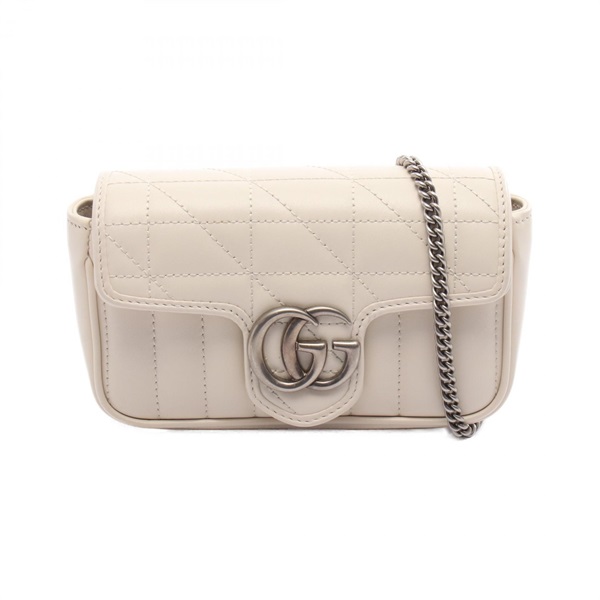 GUCCI GG Marmont Super Mini Chain Shoulder Crossbody Bag 476433 leather Used