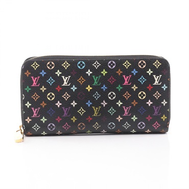 LOUIS VUITTON Zippy around long wallet M60243 Monogram Multicolore Black Used LV