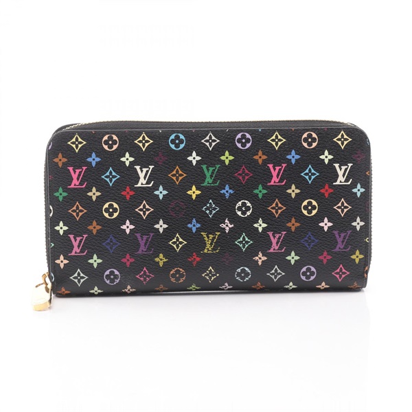 LOUIS VUITTON Zippy around long wallet M60243 Monogram Multicolore Black Used LV