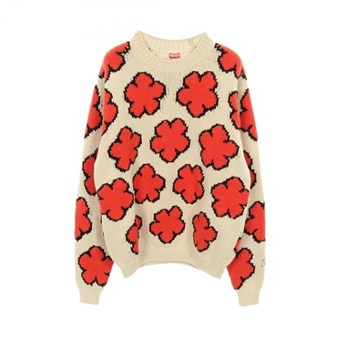 KENZO Boke Flower Pullover Knit Cotton Beige Orange #S Used mens