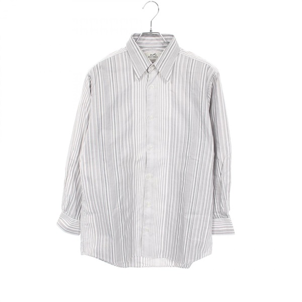 HERMES Sellier button Shirts Tops cotton Gray White Used mens size 16/41