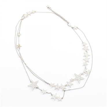 CHANEL COCO Mark Star belt Metal Rhinestone Silver Used Women CC