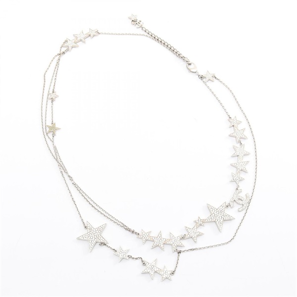 CHANEL COCO Mark Star belt Metal Rhinestone Silver Used Women CC