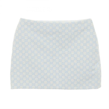 GUCCI GG cotton boucle skirt cotton White Blue #38 Used Women