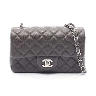 CHANEL Mini Matelasse 20 Chain Shoulder Bag A65050 leather Gray Used Women SHW
