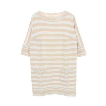 CHANEL COCO Mark Dress cotton Viscose Beige White #38 Used Women