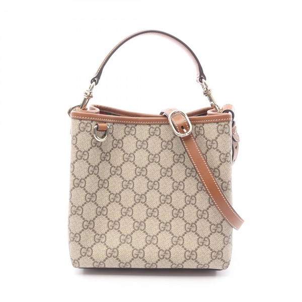 GUCCI GG Emblem small bucket Crossbody Shoulder Handbag 815118 canvas leather GG
