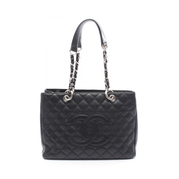 CHANEL Matelasse Grand Shopping GST Chain Shoulder Tote Bag A50995 leather Black