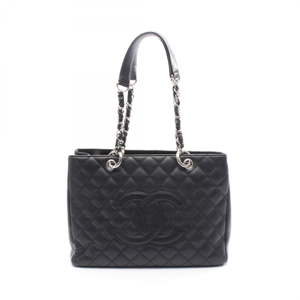 CHANEL Matelasse Grand Shopping GST Chain Shoulder Tote Bag A50995 leather Black