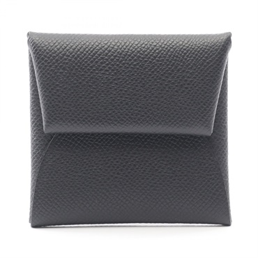 HERMES Bastia coin purse compact wallet B Epsom leather Black Used Women SHW