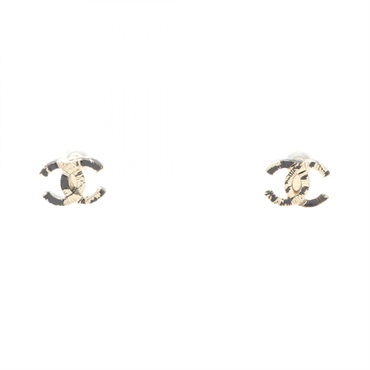 CHANEL COCO Mark Pierced earrings Gold Plated Used women CC